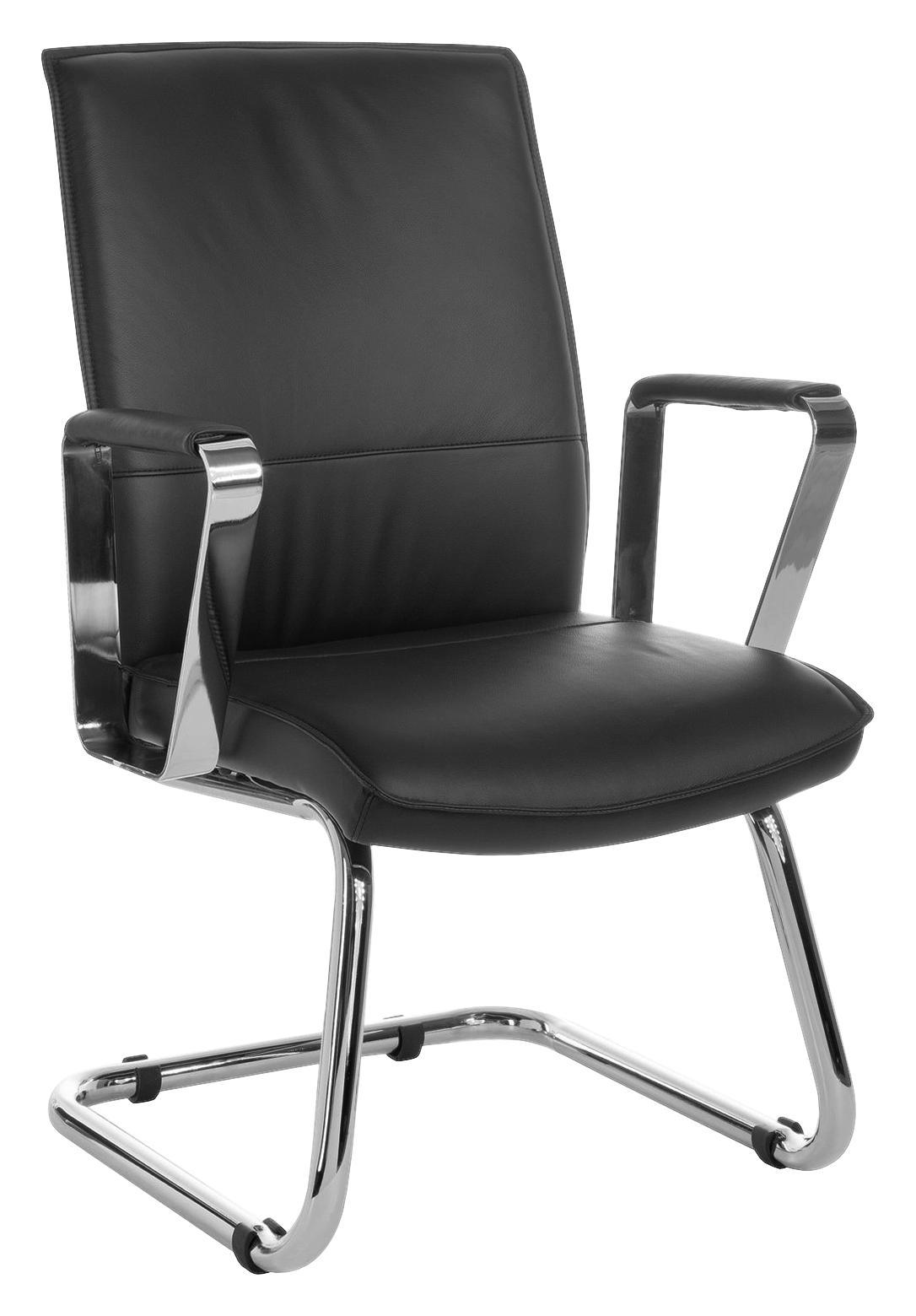 Besucherstuhl in Schwarz Leder