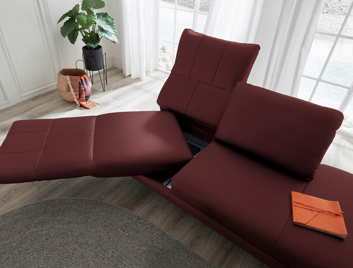 RÉCAMIERE in Echtleder Rot  - Chromfarben/Rot, Design, Leder/Metall (209/85-109/95-16cm) - Dieter Knoll