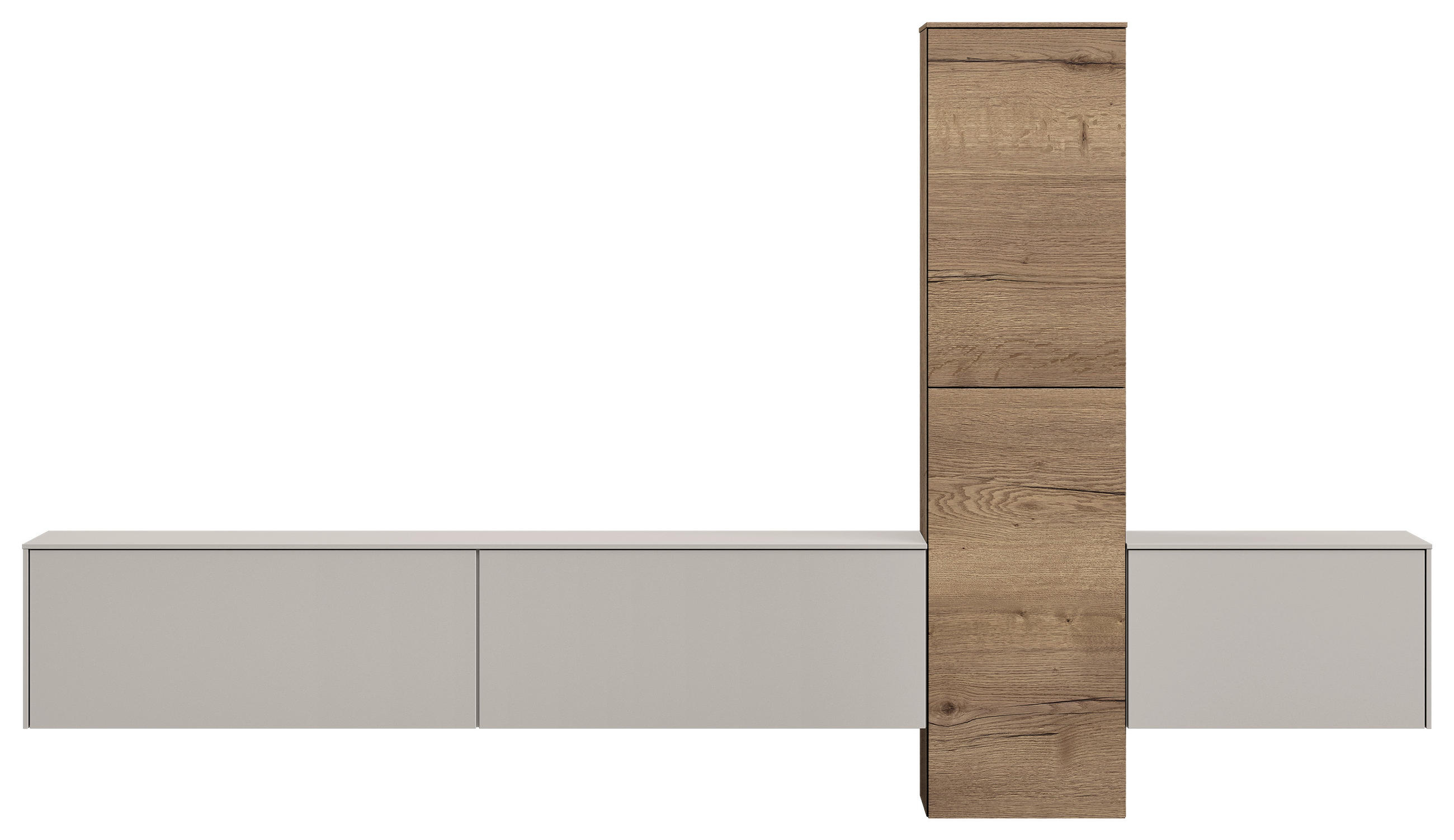 WOHNWAND 282/160/37 cm  in Grau, Eichefarben  282/160/37 cm    - Eichefarben/Grau, Design, Holzwerkstoff (282/160/37cm) - Celina Home