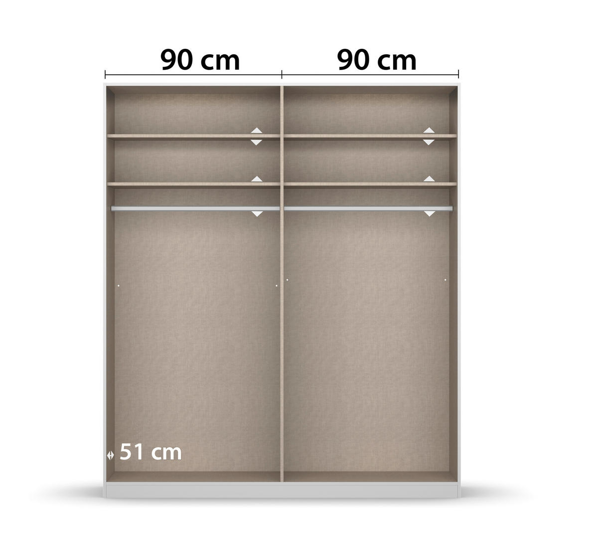 SCHWEBETÜRENSCHRANK 181/230/62 cm 2-türig Weiß  - Alufarben/Weiß, MODERN, Holzwerkstoff/Metall (181/230/62cm) - Rauch Möbel