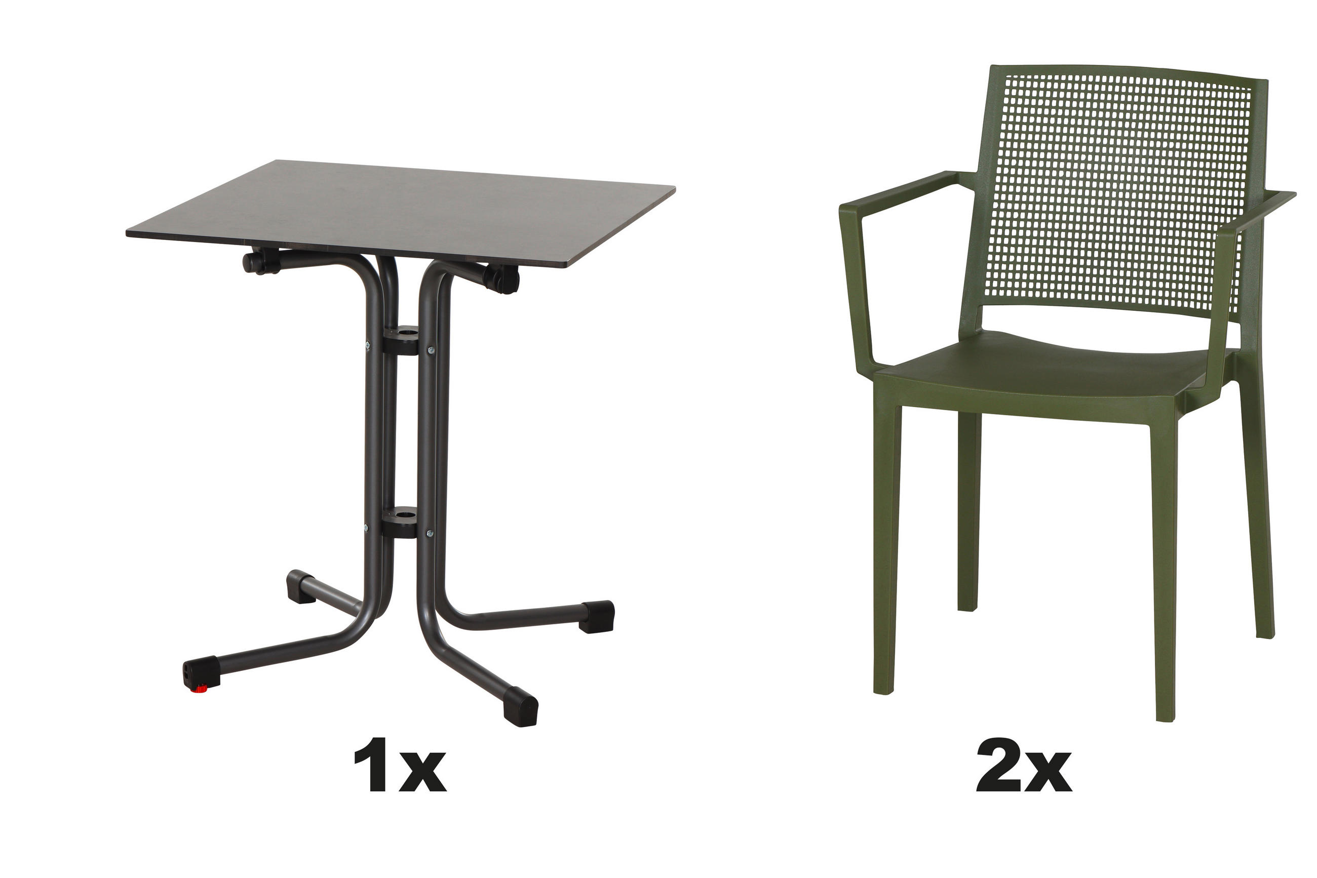 GARTENGARNITUR 3-teilig  - Grün, Basics, Holzwerkstoff/Kunststoff (65/80/65cm) - Siena Garden