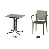 GARTENGARNITUR 3-teilig Stahl  - Grün, Basics, Kunststoff/Metall (65/80/65cm) - Siena Garden