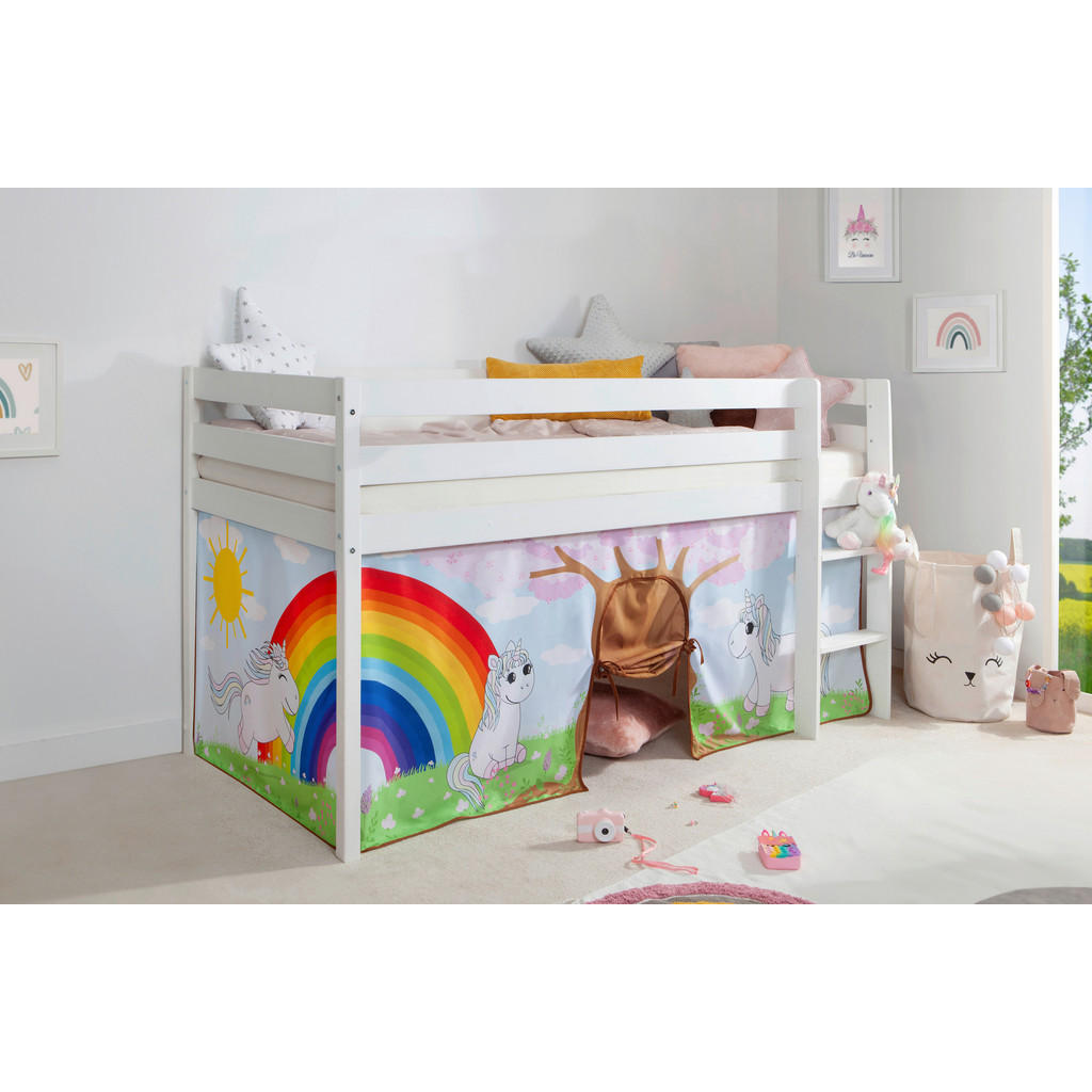 Thumbnail - Mid.you Hochbett, Weiß, Textil, Birke,Kiefer, massiv, H2, Höhe ca. 16 cm, 90x200 cm, für Rollrost geeignet, Kinder- & Ju...