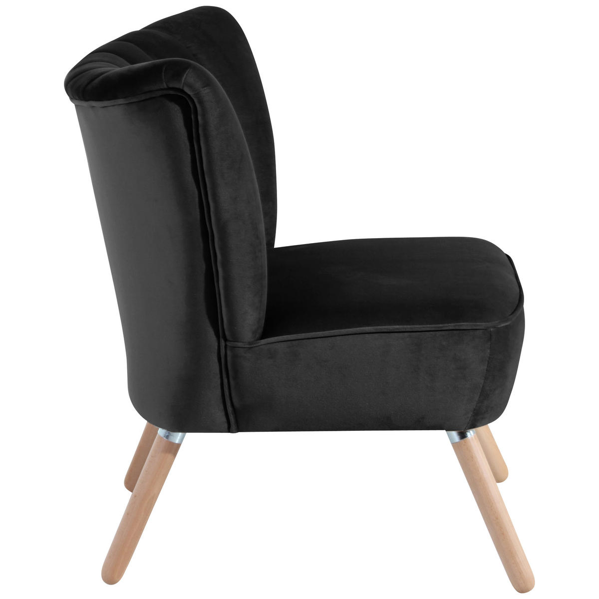 SESSEL in Samt, Velours Schwarz  - Buchefarben/Schwarz, Design, Holz/Textil (70/80/66cm) - Max Winzer