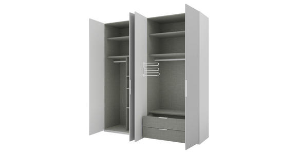 DREHTÜRENSCHRANK 200/223/62 cm 4-türig Grau - Alufarben/Grau, KONVENTIONELL, Glas/Holzwerkstoff (200/223/62cm) - Novel