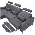 ECKSOFA  in Mikrofaser Anthrazit  180/302 cm  - Anthrazit/Schwarz, KONVENTIONELL, Textil/Metall (180/302cm) - Carryhome
