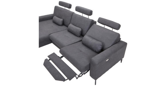 ECKSOFA  in Mikrofaser Anthrazit  180/302 cm  - Anthrazit/Schwarz, KONVENTIONELL, Textil/Metall (180/302cm) - Carryhome