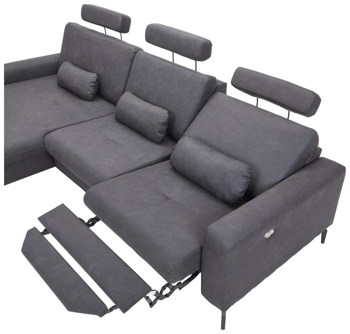ECKSOFA  in Mikrofaser Anthrazit  180/302 cm  - Anthrazit/Schwarz, KONVENTIONELL, Textil/Metall (180/302cm) - Carryhome