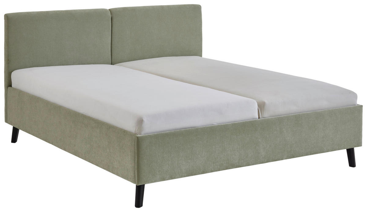 POLSTERBETT 180/200 cm  in Hellgrün  - Schwarz/Hellgrün, Basics, Holz/Textil (180/200cm) - Boxxx