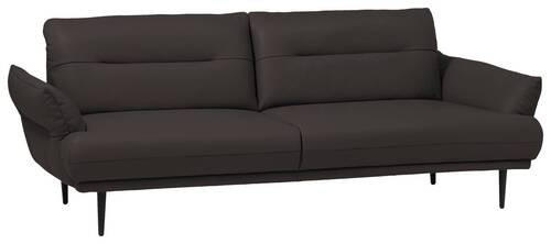 3-SITZER-SOFA Lederlook Dunkelbraun  - Dunkelbraun/Schwarz, Design, Holz/Textil (213/85/96cm) - Livetastic