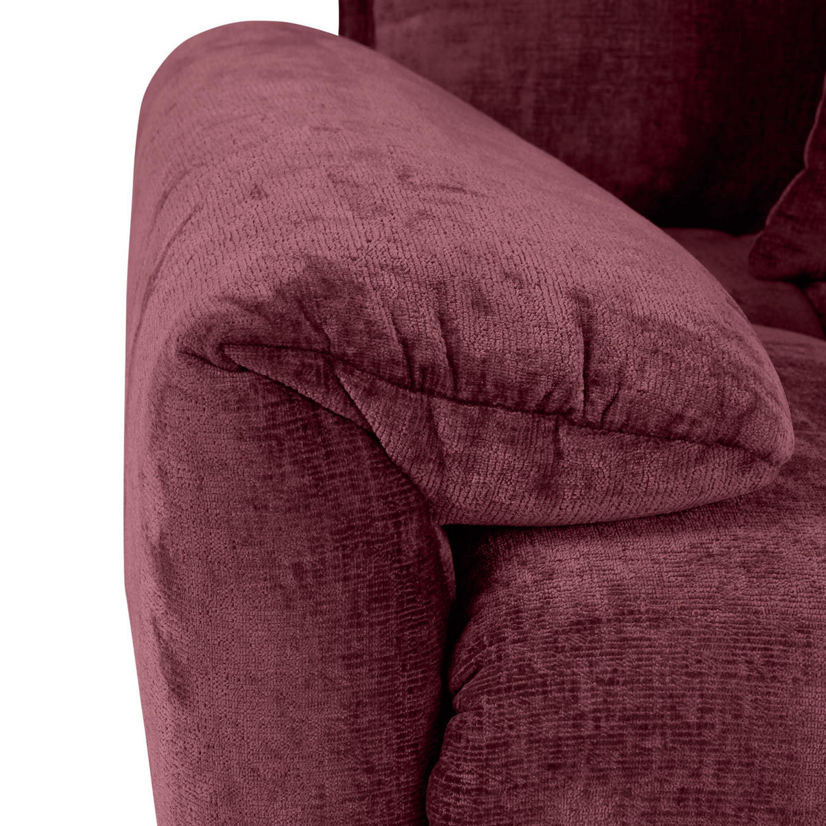 BIGSOFA Chenille Dunkelrot  - Schwarz/Dunkelrot, Design, Kunststoff/Textil (265/67/130cm) - home24