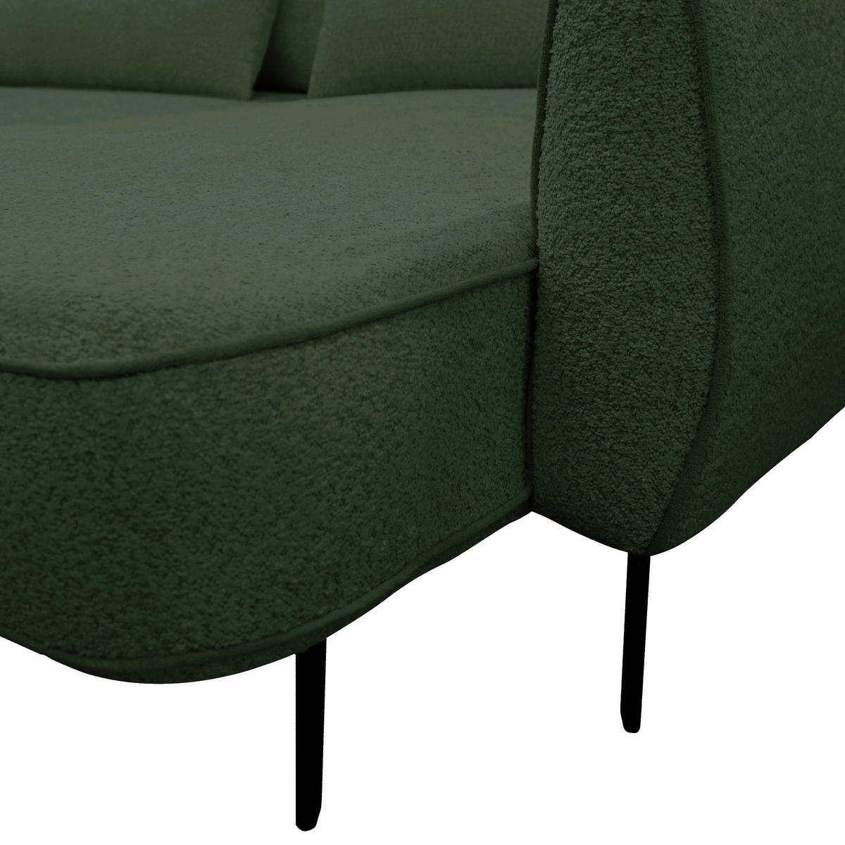 ECKSOFA Dunkelgrün Bouclé  - Dunkelgrün/Creme, Design, Textil/Metall (273/204cm) - MID.YOU