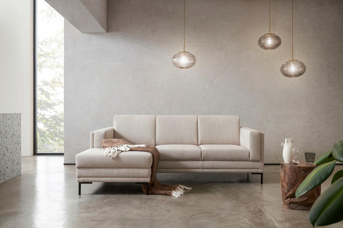 ECKSOFA in Webstoff Beige  214/146 cm  - Beige/Schwarz, Design, Textil/Metall (214/146cm) - LOOKS by W.Joop