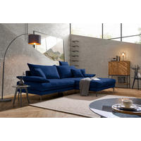ECKSOFA PRATO Dunkelblau Mikrofaser  - Schwarz/Dunkelblau, MODERN, Textil/Metall (292/176cm) - MID.YOU