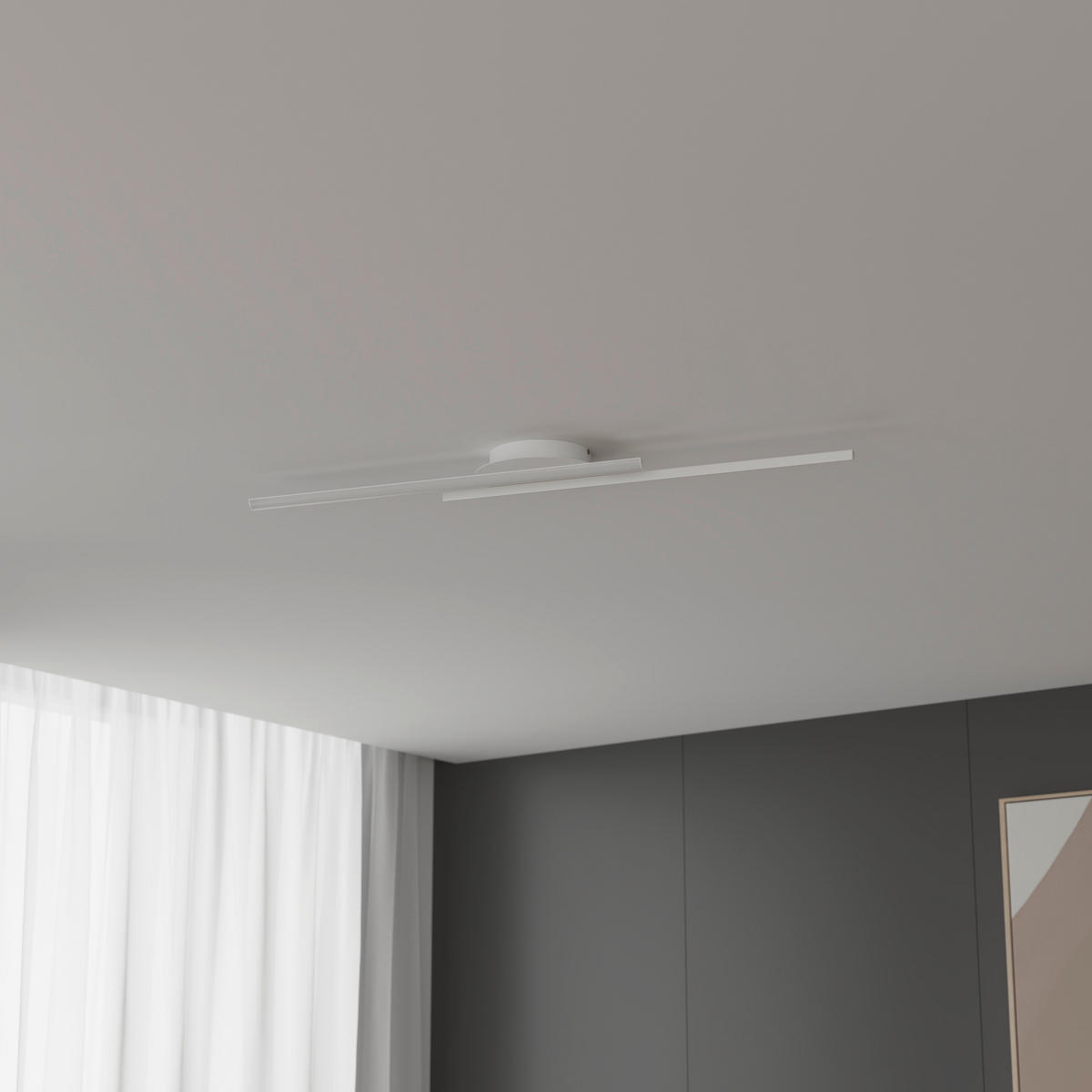 STROPNÍ LED SVÍTIDLO, 96/20/5,5 cm - bílá, Basics, kov/plast (96/20/5,5cm) - Novel