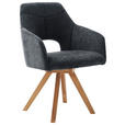 ARMLEHNSTUHL drehbar in Holz, Textil Schwarz, Wildeiche  - Wildeiche/Schwarz, Design, Holz/Textil (57/84/57cm) - Voleo