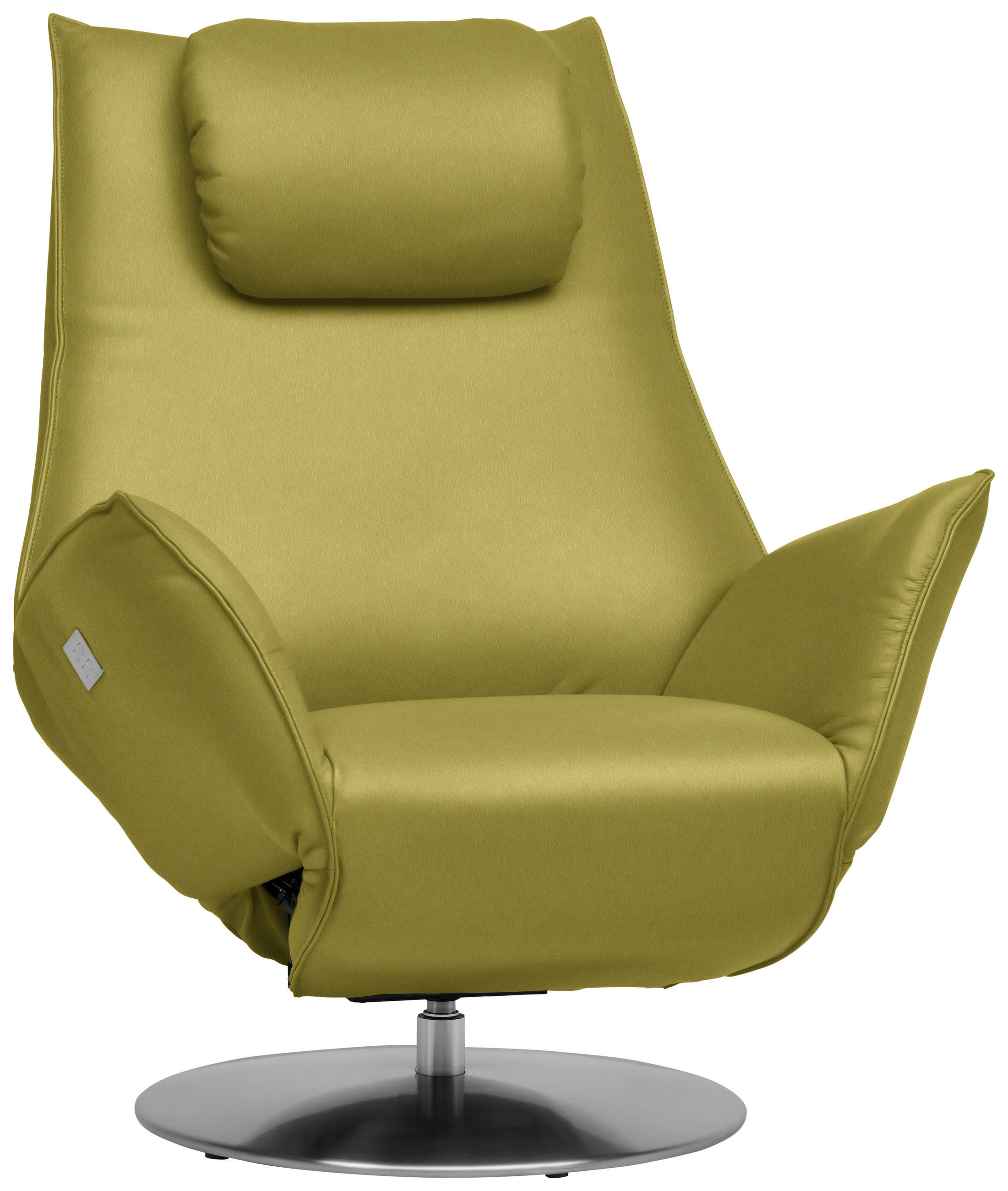 RELAXSESSEL in Leder Limette  - Edelstahlfarben/Limette, Design, Leder/Metall (92/79/90cm) - Koinor