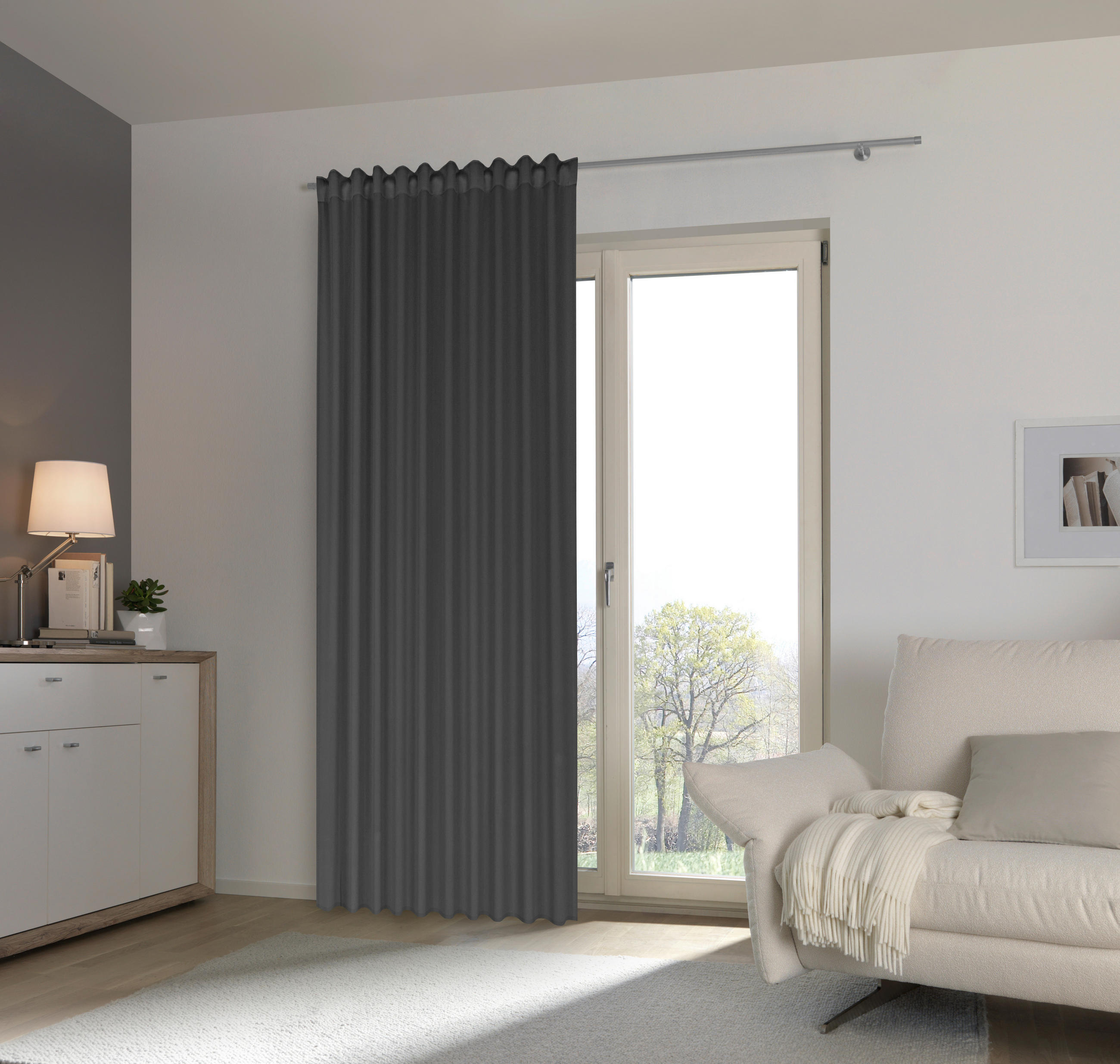 ZATEMŇOVACÍ ZÁVES, zatemnenie, 140/300 cm - antracitová, Basics, textil (140/300cm) - Esposa