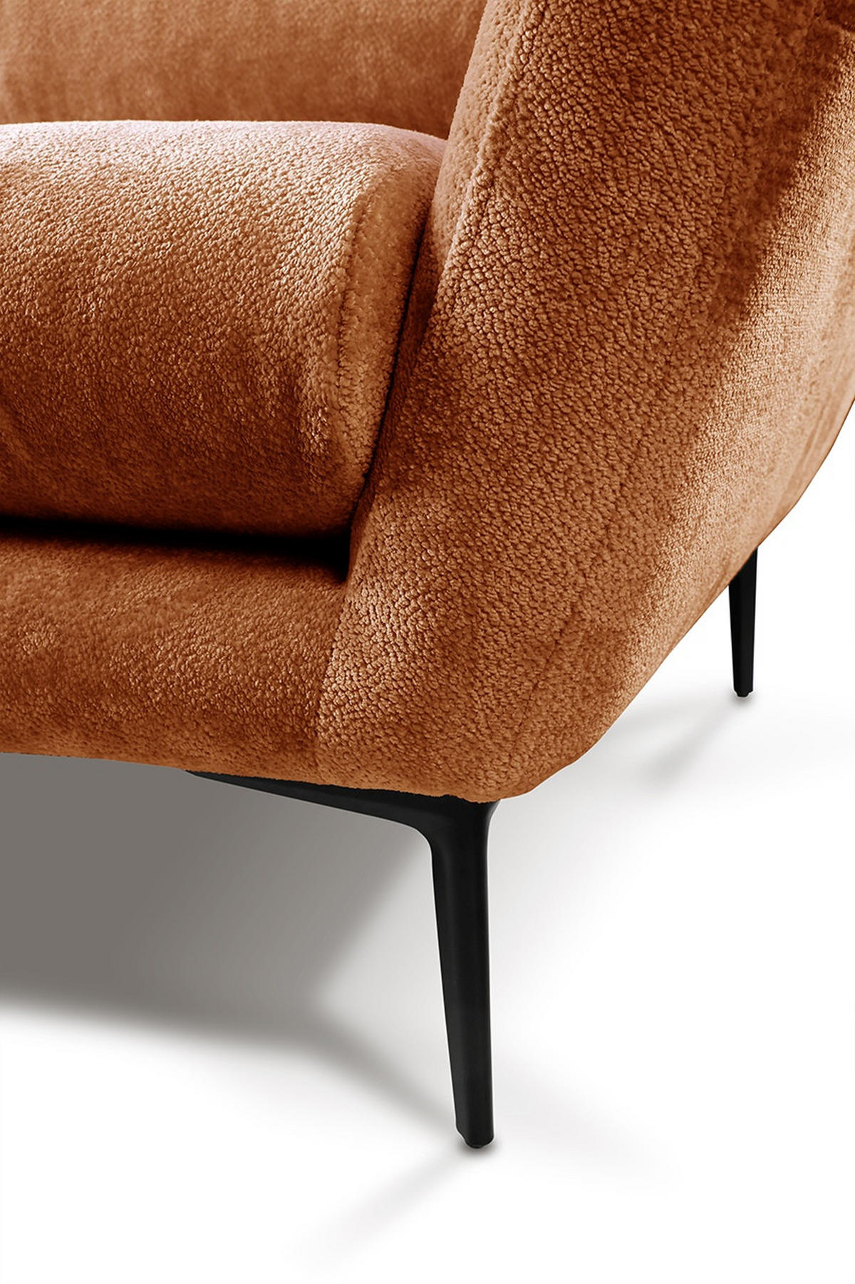 SOFA in Velours Rostfarben  - Rostfarben/Schwarz, Design, Textil/Metall (225/86/95cm) - MID.YOU