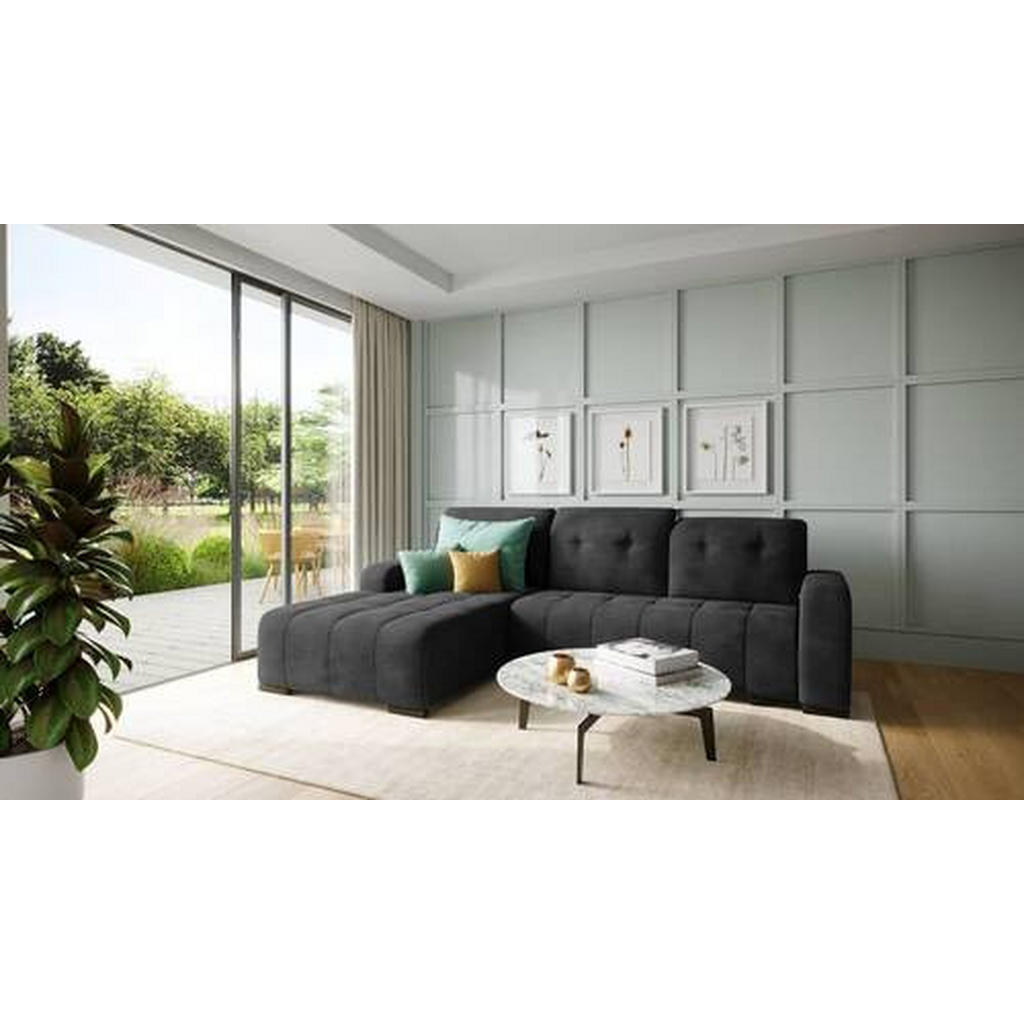 Thumbnail - Livetastic Ecksofa, Schwarz, Textil, Uni, 4-Sitzer, Ottomane links, L-Form, 292x185 cm, Made in EU, Liegefunktion, elekt...