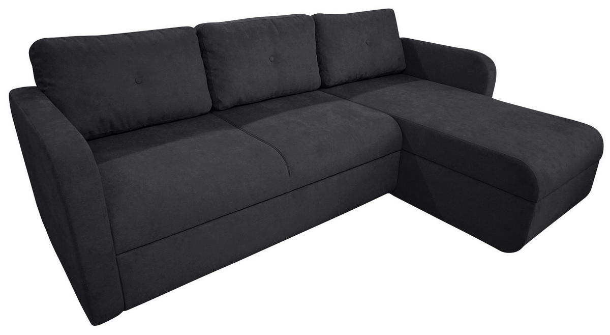 SEDEŽNA GARNITURA, žakar temno siva  - temno siva/črna, Trend, umetna masa/tekstil (214/144cm) - Livetastic