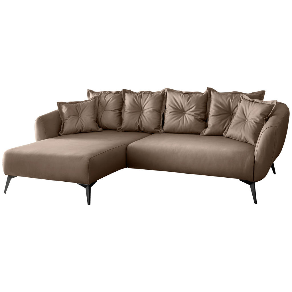 Thumbnail - Livetastic Ecksofa, Braun, Textil, 4-Sitzer, Füllung: Schaumstoff, L-Form, Ottomane links, 277x162 cm, Made in EU, Rücke...