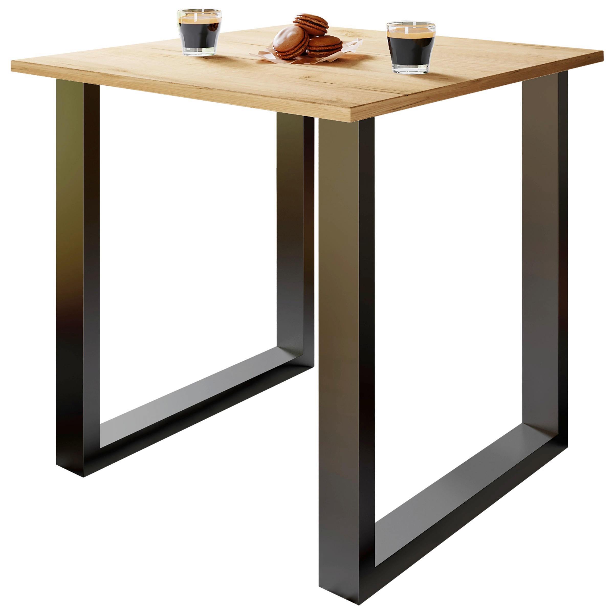SCHREIBTISCH 80/80/76 cm  in Honigeiche, Schwarz  - Honigeiche/Schwarz, Design, Holzwerkstoff/Metall (80/80/76cm) - MID.YOU