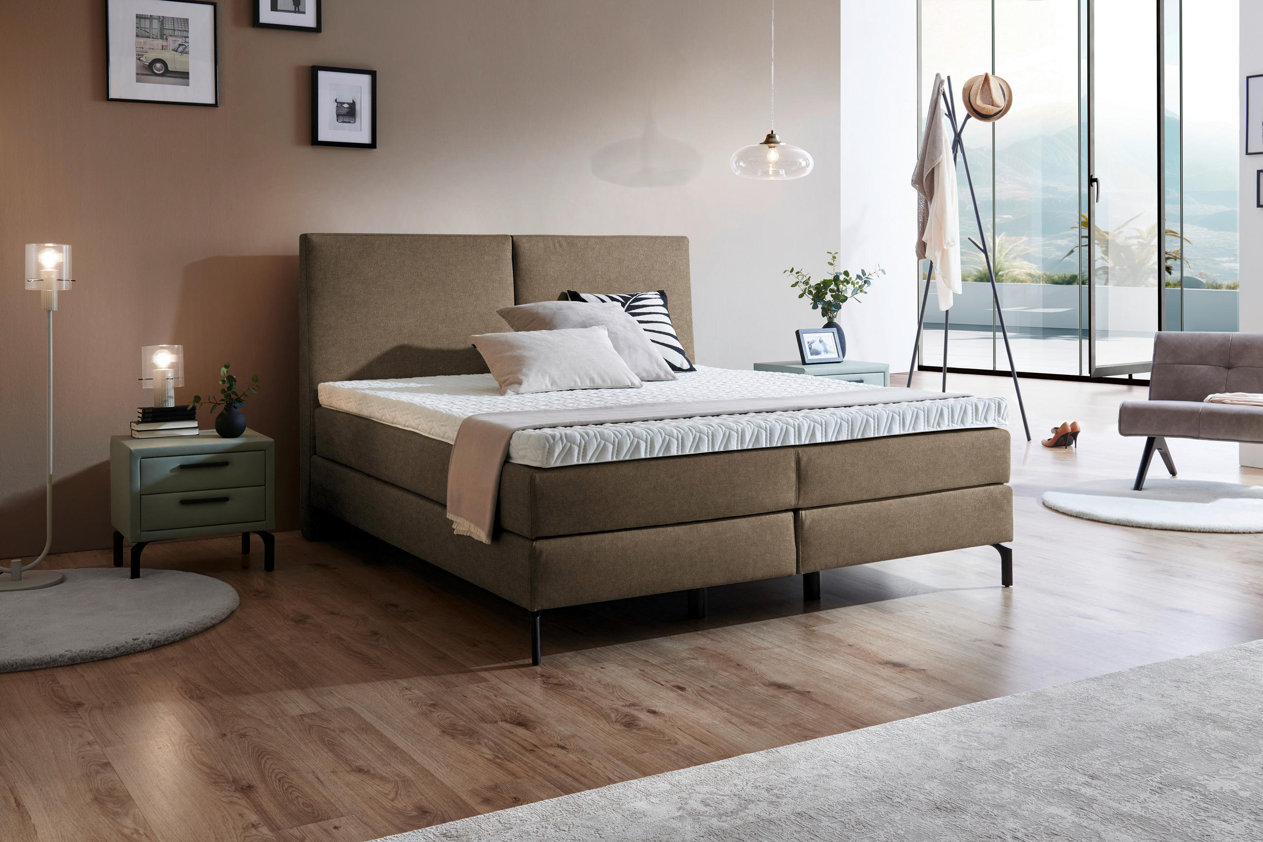 BOXSPRINGBETT 180/200 cm  in Braun  - Schwarz/Braun, Konventionell, Textil/Metall (180/200cm) - Dieter Knoll