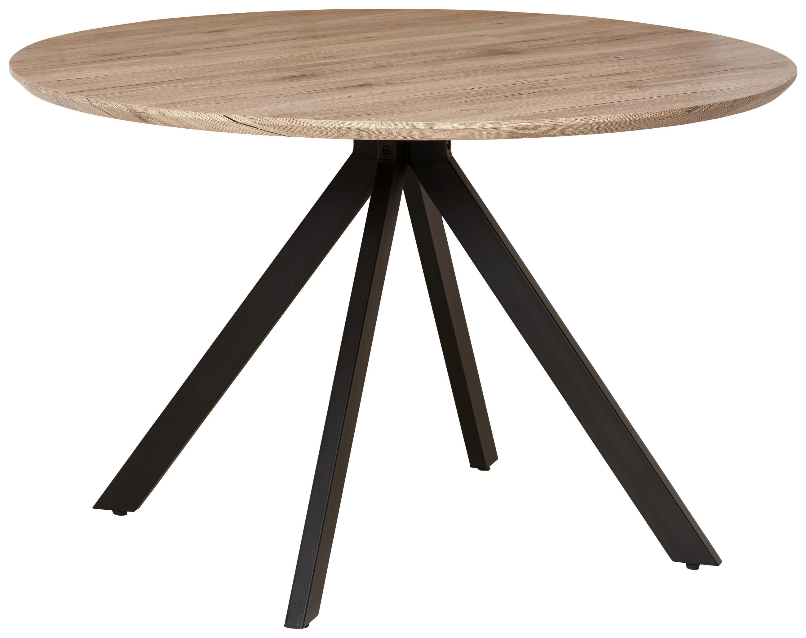 ESSTISCH 120/120/76 cm Nachbildung  Metall, Holzwerkstoff rund Naturfarben  - Schwarz/Naturfarben, LIFESTYLE, Holzwerkstoff/Metall (120/120/76cm) - Livetastic