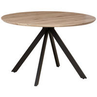 ESSTISCH 120/120/76 cm Nachbildung  Metall, Holzwerkstoff rund Naturfarben  - Schwarz/Naturfarben, LIFESTYLE, Holzwerkstoff/Metall (120/120/76cm) - Livetastic
