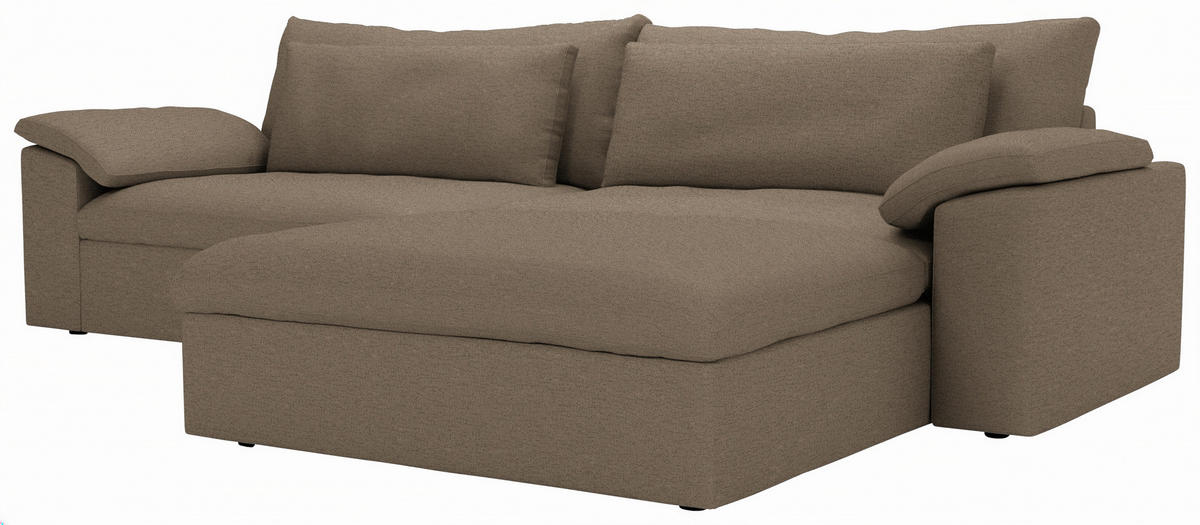 ECKSOFA Flachgewebe Dunkelbraun  - Dunkelbraun/Schwarz, Modern, Kunststoff/Textil (306/198cm) - Carryhome
