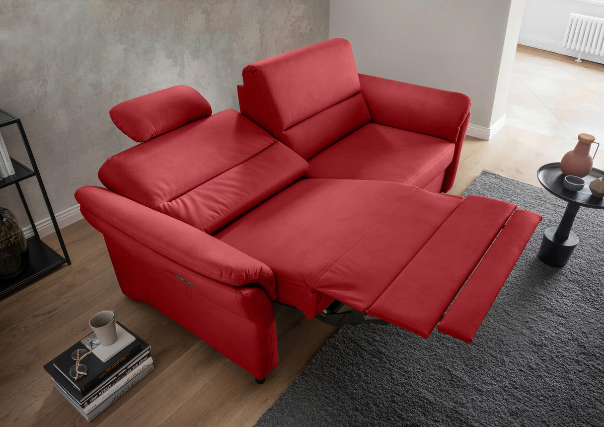 3-SITZER-SOFA Lederlook Rot  - Rot/Schwarz, MODERN, Holz/Textil (192/90/89cm) - Livetastic