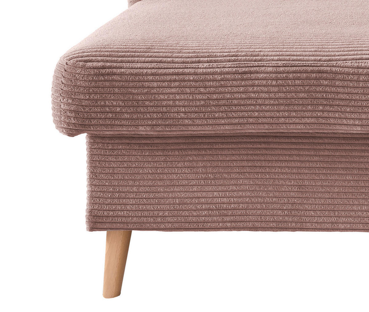 ECKSOFA in Cord Rosa  - Naturfarben/Rosa, Design, Holz/Textil (150/228cm) - P & B