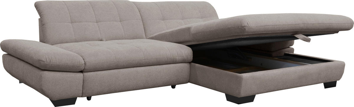 ECKSOFA in Mikrofaser Hellgrau  - Hellgrau/Schwarz, Design, Textil/Metall (290/198cm) - Xora