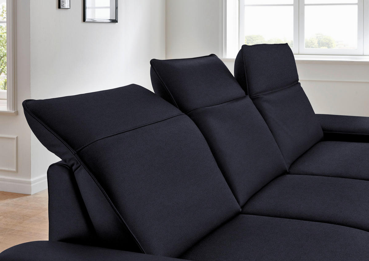ECKSOFA in Echtleder Schwarz  328/193 cm  - Schwarz, Design, Leder/Metall (328/193cm) - Dieter Knoll