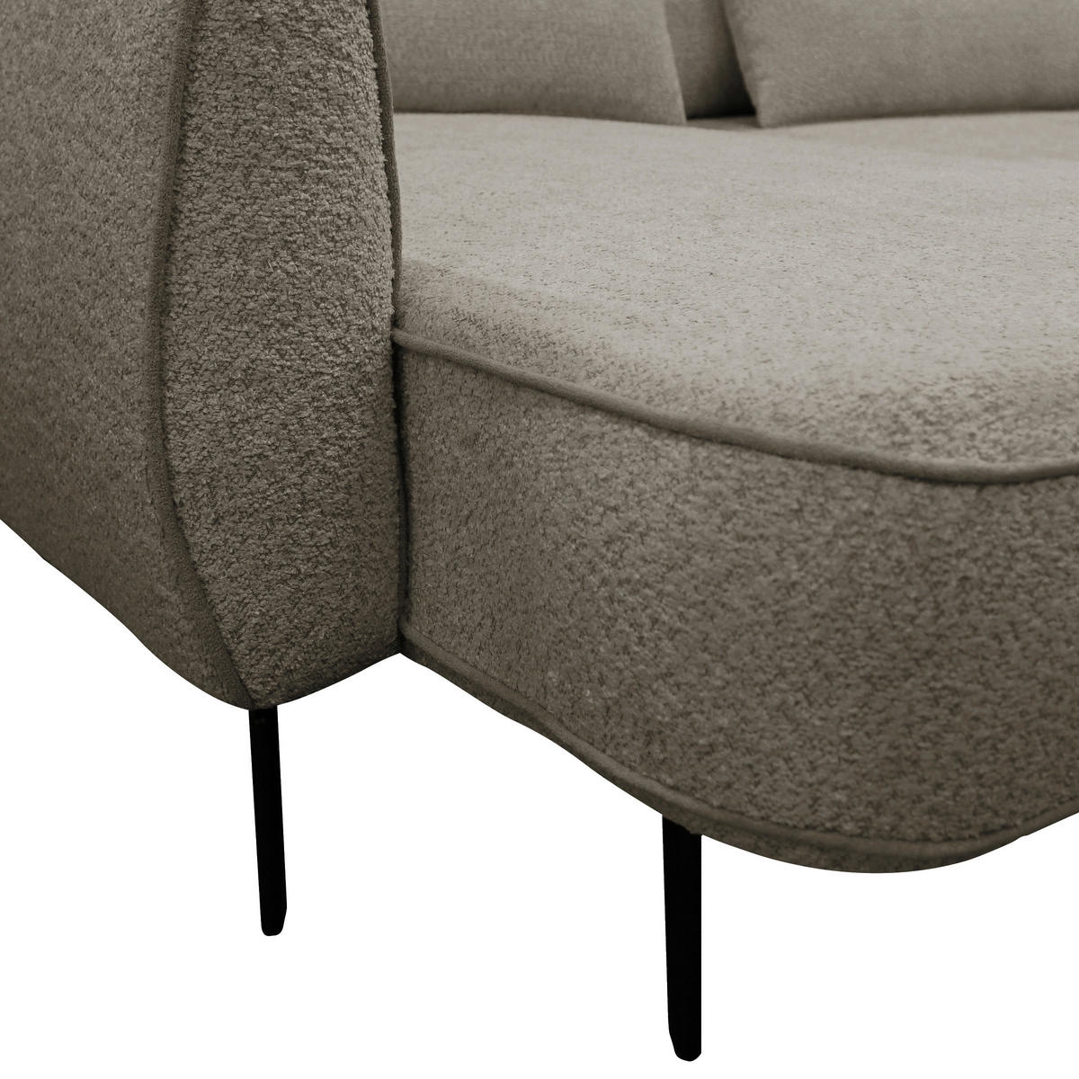 ECKSOFA Beige Bouclé  - Beige/Schwarz, Design, Textil/Metall (204/273cm) - MID.YOU