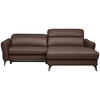 ECKSOFA inkl. Funktionen Braun Echtleder  - Schwarz/Braun, Design, Leder/Metall (246/175cm) - Celina Home