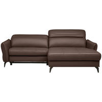 ECKSOFA inkl. Funktionen Braun Echtleder  - Schwarz/Braun, Design, Leder/Metall (246/175cm) - Celina Home