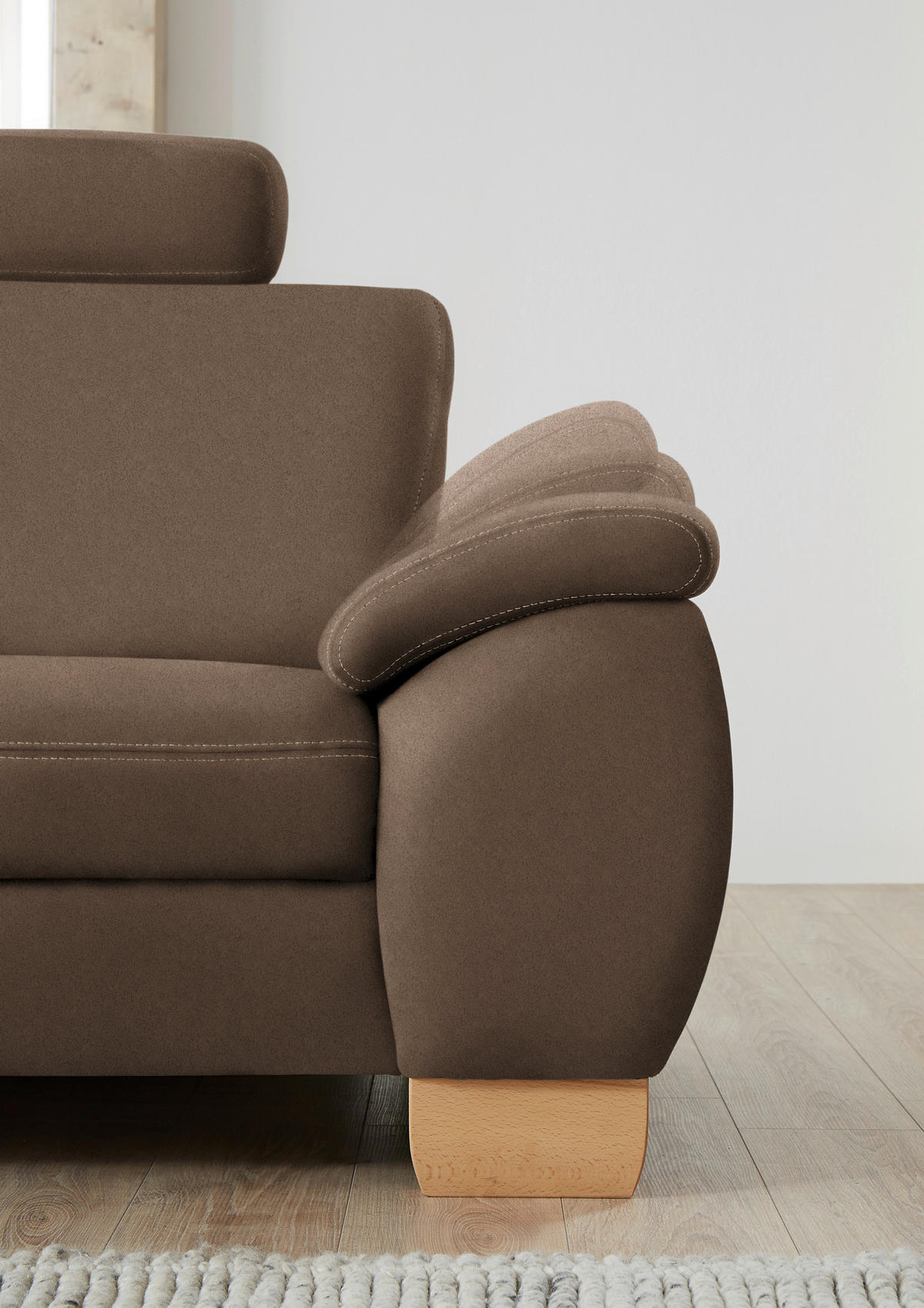 ECKSOFA in Mikrofaser Dunkelbraun  - Wildeiche/Dunkelbraun, Konventionell, Holz/Textil (236/286cm) - Voleo