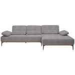 ECKSOFA in Flachgewebe Hellgrau  - Hellgrau/Schwarz, Natur, Holz/Textil (314/176cm) - Valnatura