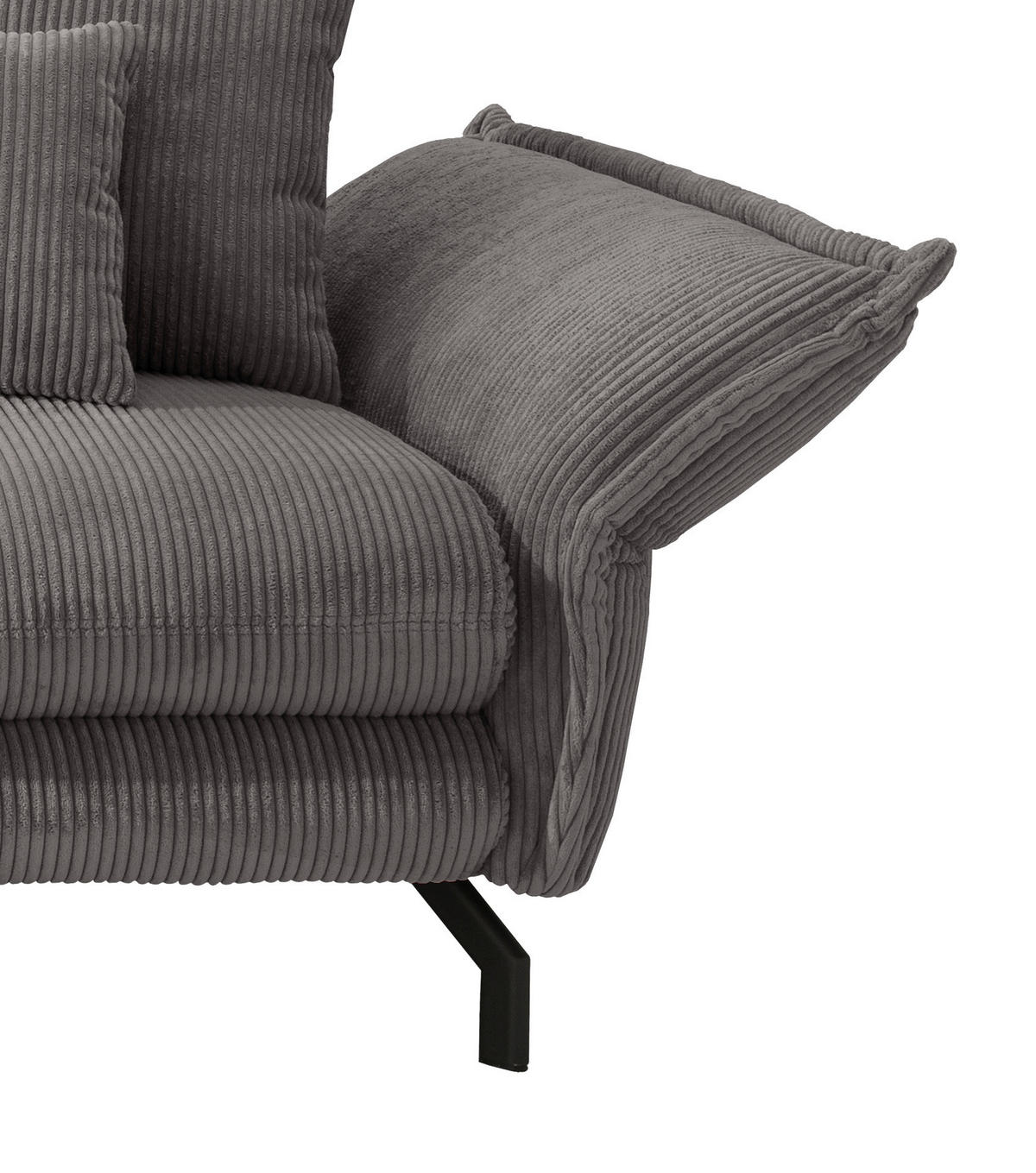 ECKSOFA in Cord Grau  - Schwarz/Grau, Modern, Textil/Metall (180/255cm) - Livetastic