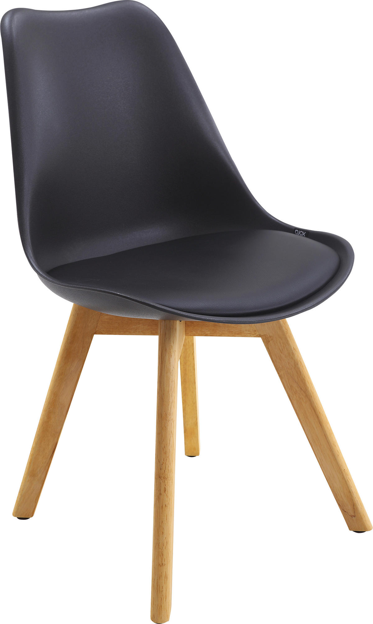 STUHL Lederlook Schwarz, Eichefarben Kautschukholz massiv  - Eichefarben/Schwarz, LIFESTYLE, Holz/Textil (48/84/53cm) - Livetastic