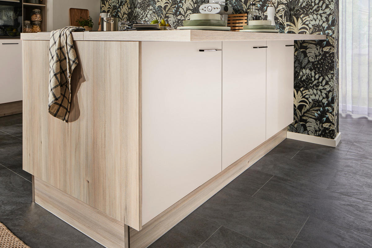 ECKKÜCHE  in Grau, Kaschmir, Tannenholzfarben  - Kaschmir/Tannenholzfarben, Design, Holzwerkstoff/Metall (121,6/280/150cm) - Xora