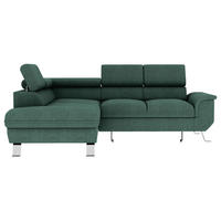 ECKSOFA Dunkelgrün Struktur  - Dunkelgrün/Silberfarben, KONVENTIONELL, Textil/Metall (207/268cm) - Carryhome