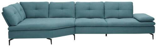 ECKSOFA in Flachgewebe Hellblau  - Schwarz/Hellblau, Design, Textil/Metall (157/344cm) - Chilliano