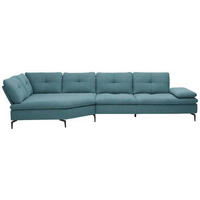 ECKSOFA in Flachgewebe Hellblau  - Schwarz/Hellblau, Design, Textil/Metall (157/344cm) - Chilliano