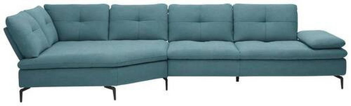 ECKSOFA in Flachgewebe Hellblau  - Schwarz/Hellblau, Design, Textil/Metall (157/344cm) - Chilliano