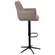BARHOCKER Echtleder Grau, Schwarz Eisen Sitzfläche 360° drehbar  - Schwarz/Grau, Design, Leder/Metall (54/96-121/56cm) - Novel