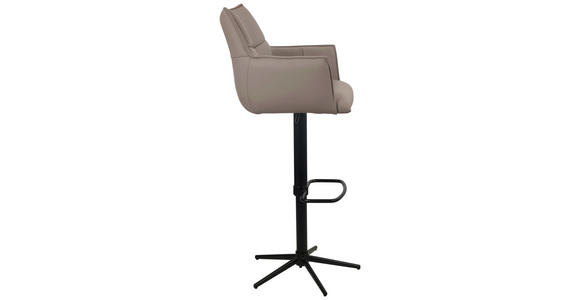 BARHOCKER Echtleder Grau, Schwarz Eisen Sitzfläche 360° drehbar - Schwarz/Grau, Design, Leder/Metall (54/96-121/56cm) - Novel
