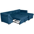ECKSOFA  in Cord Blau  - Blau/Schwarz, KONVENTIONELL, Textil/Metall (258/168cm) - Carryhome